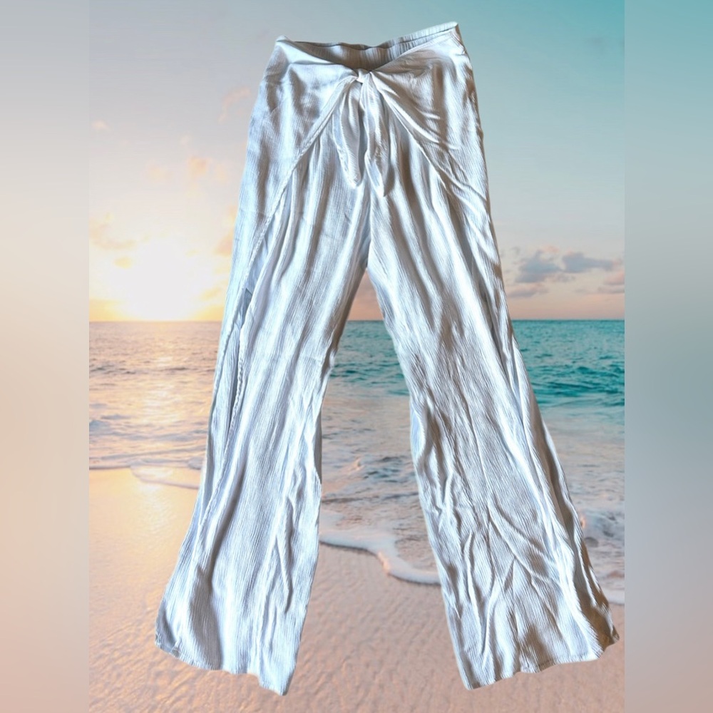 Kona Sol White Tie-Waist Swim Cover-Up Pants Women’s Size S